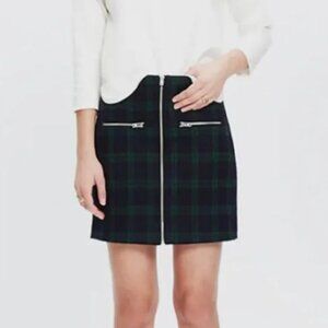 Madewell zip skirt dark green plaid